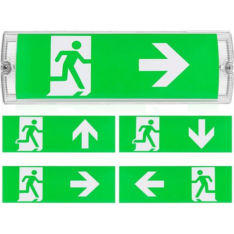 Éclairage de secours LED, IP65, éclairage de sortie de secours, panneau de sortie de secours, 4 pictogrammes de direction, éclairage de sécurité, batterie 3H, éclairage de secours pour voies (1/5)