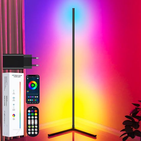 Lampadaire LED d'Angle 165CM RGB Lampe sur Pied avec Adaptat et APP, Musique Sync et Minuteur 16 Millions Couleurs Lampe pour le Salon Chambre et la Décoration de Fête (1/5)