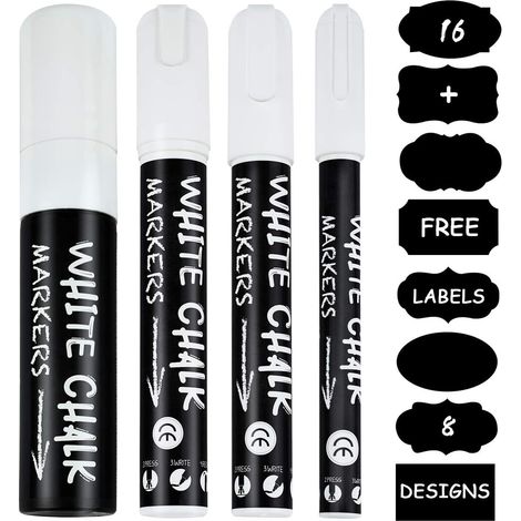 Marqueur Craie, Feutre Craies Blanc 3mm, 6mm, 10mm et 15mm pour Tableau Noir, Verre (1/5)