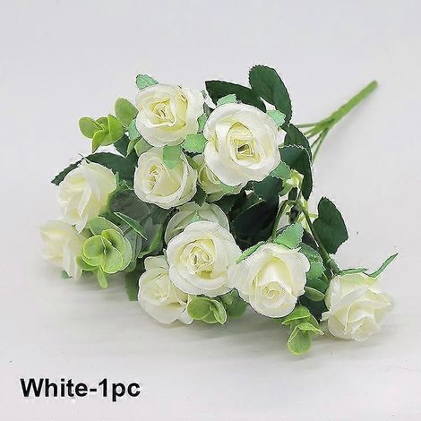 11 têtes d'eucalyptus « petites roses » pour décoration intérieure et de mariage, fleurs artificielles en plastiqueblanc (1/5)