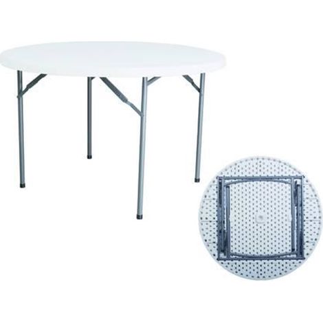 TAVOLO TONDO PIEGHEVOLE IN HDPE - ø cm.122x74h. -