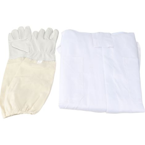Costume d'apiculteur, tenue d'abeille avec gants en peau de mouton, voile de clôture ventilé, capuche pour hommes et femmes XL (1/2)