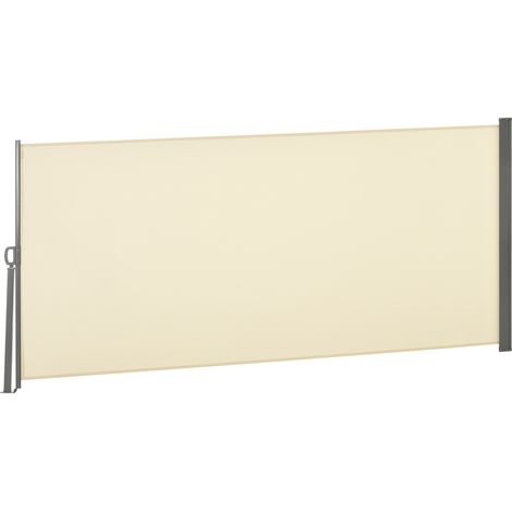 Store latéral rétractable 300x160cm pare-soleil crème, enroulable, protection solaire et intimité pour balcon terrasse