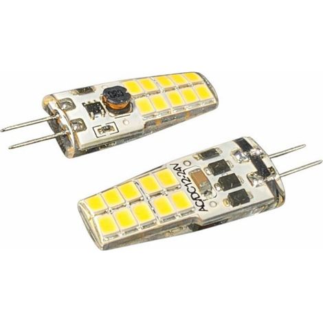 2 Pezzi Lampadina LED G4 Bispina 10V-30V DC AC 3W 12V e 24V 20 SMD 2835 Cilindro Silicone, Disponibili 3000K 4000K 6000K (Bianco Caldo 3000K)