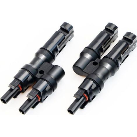 2 Connecteur Y, MMF et FFM, Noir, Système autobloquant, Résistant à la corrosion, Pour panneaux solaires (1/4)