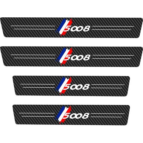 (4 pièces 5008) 4 autocollants de voiture en fibre de carbone pour protection de seuil de porte,protection de pédale d'entrée de porte pour Peugeot 5008 2008-2021 (1/3)