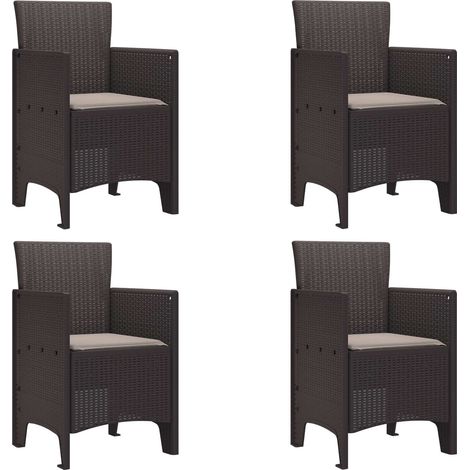 Silla de Jardín 4 pcs Marrón 53 x 49 x 85 cm PP