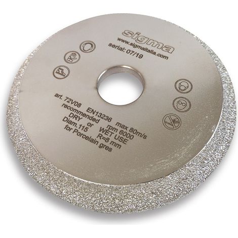 GRINDING WHEELS 72V08S Ø 115 mm RADIUS 8 FOR SIGMA JOLLY EDGE 37A1D 37A1PD