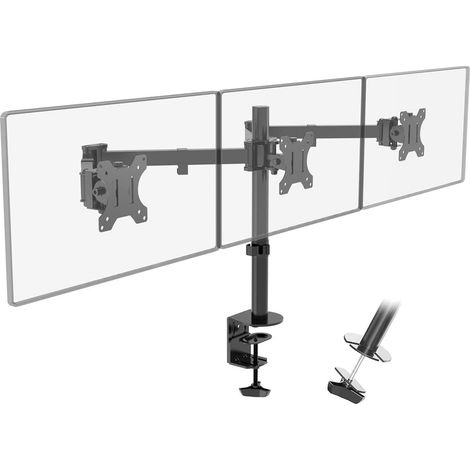 Monitor Tischhalterung 3 Monitore 13 27 Zoll neigbar 7kg schwarz weiß (1/5)