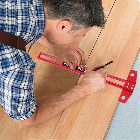 2-in-1 30cm Markierungs- und Bohrlineal, spitzes Markierungswerkzeug, Holzpositionierungslehre, Mess- und Anritzwerkzeug, präzises Holzbearbeitungsinstrument. (1/5)