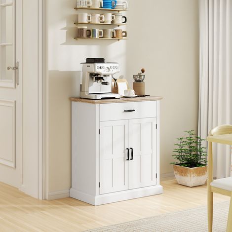 Buffet salon style moderne avec placard à 2 portes, tiroir et étagère réglable, 75,2 x 40 x 91,5 cm, blanc (1/5)