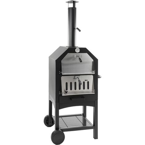 MaxxGarden Oven Horno de jardín Horno de pizza Rejilla de jardín, piedra para pizza para terraza Horno de jardín ahumado, 156 cm de alto x 64 cm de largo x 45 cm de ancho