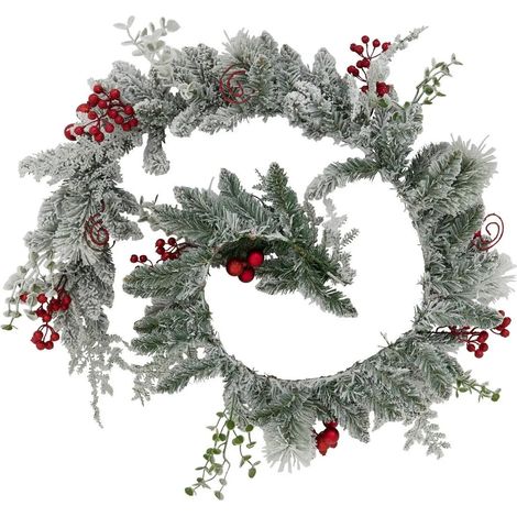 Guirlande de Noël Enneigée "Baies" 180cm Multicolore