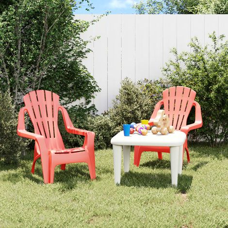 Sillas de jardín niños 2 uds aspecto madera PP rojo 37x34x44 cm vidaXL (1/5)