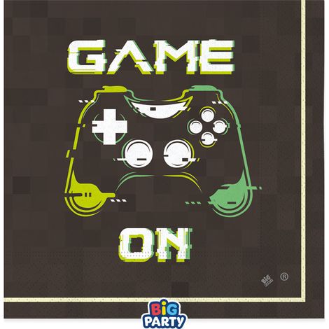 Big Party Tovaglioli Carta Videogame 33 x 33 Cm Cf 16 Pz Nero Verde