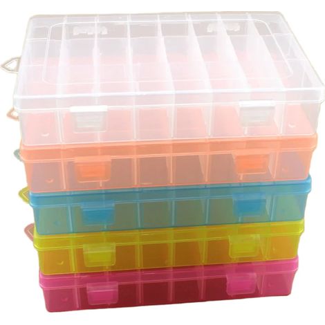 Boîte de rangement en plastique transparent pour fils à broder, organisateur, outils de couture (1/3)