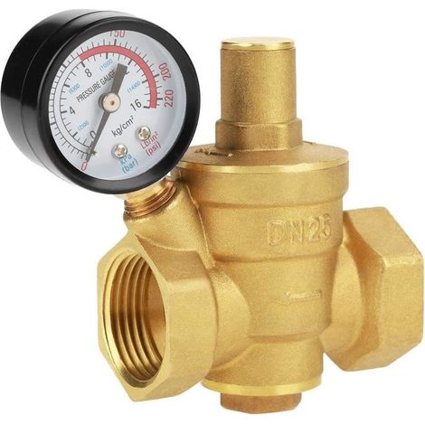 1 régulateur de pression, laiton DN25, réglable 0,05–0,8 MPa, corps épaissi, filtre inox, pour chauffe-eau et systèmes solaires (1/5)