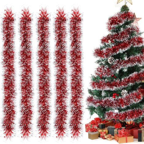 Guirlandes de Noël rouges en glaçure, lot de 5 guirlandes de Noël, guirlandes métalliques en glaçure, guirlande pour sapin de Noël (1/5)