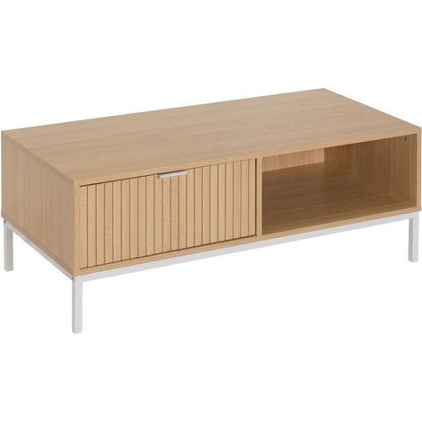 Tavolino da Caffè Moderno Mid-Lines Legno Naturale Soggiorno 110x50x40cm (1/5)