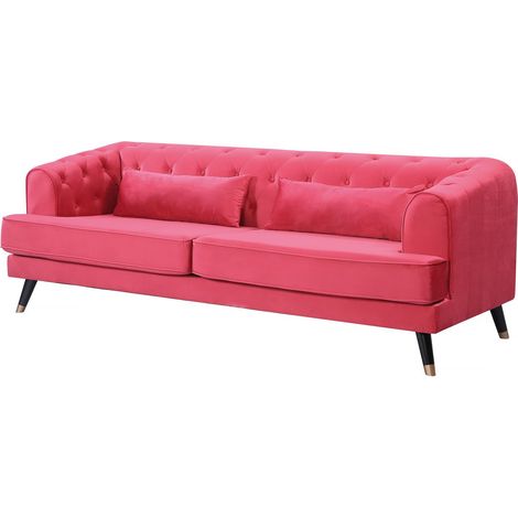 Divano in velluto "Gloria" - 216 x 86 x 76 cm - 3 posti - Rosso