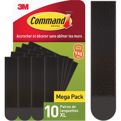 Languettes accroches tableaux Command™ , noires, extra-larges pour cadres lourds 9 kg, 10 paires (1/4)