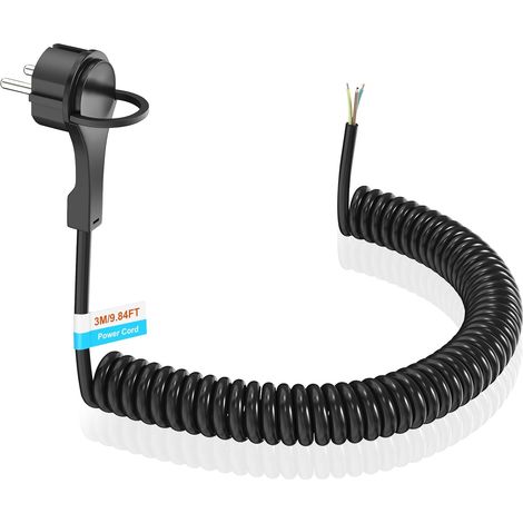 Rallonge Schuko plate noire de 3 m, 230 V/16 A, max 3 m, utilisation en intérieur, compatible avec les prises de courant européennes standard (1/5)