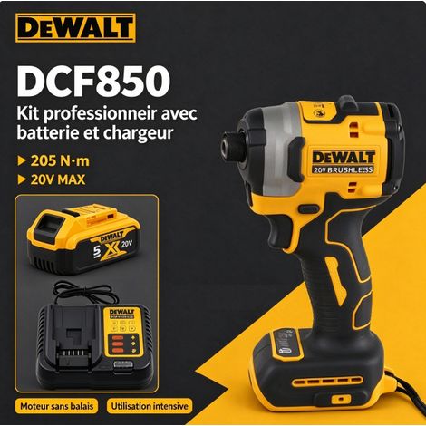 DEWALT DCF850 Visseuse à chocs 18V sans fil Brushless 205Nm, kit batterie+chargeur, atelier réparation automobile (1/5)