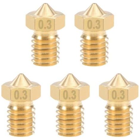 5pcs Buse d'imprimante 3D buse en laiton de 0,3 mm pour imprimante 3D à filament e3d V5 - V6 de 1,75 mm (1/4)