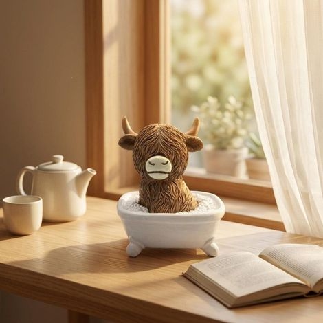 New creative, stylish, cute, and quirky portable resin bathroom toilet seat Highland bull statue ornament bathtub Highland bull statue ornament -