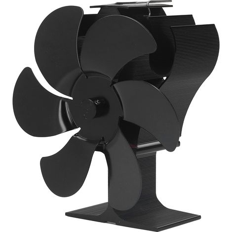 Ventilateur de poêle à bois à 6 pales, alimenté par la chaleur, résistant aux hautes températures et à allumage automatique, noir, diamètre 152 mm (1/5)
