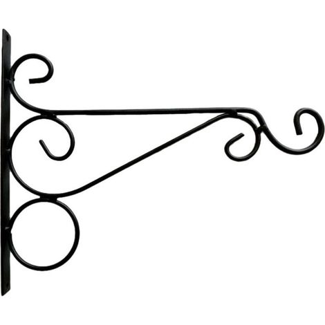SHINING HOUSEEnsemble de 2 supports de panier suspendus d'extérieur noirs, crochets suspendus pour plantes en fer Vintage, support de jardin mural de 25cm de Long (1/4)