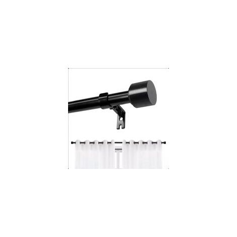 122 213 cm Tringle à rideau télescopique en métal noir de , diamètre 25 mm, adaptée à la chambre et au salon (support inclus)