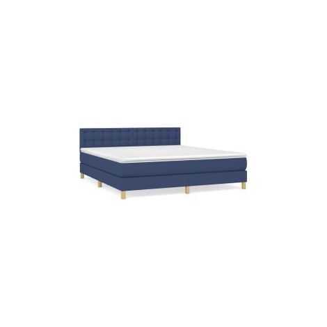 Sommier à lattes de lit avec matelas Bleu 160x200 Tissu (1/5)