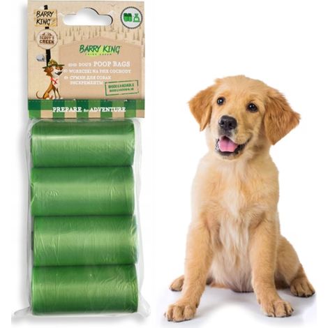 Sacs à déjections canines, verts, écologiques, 4 x 20 pièces.