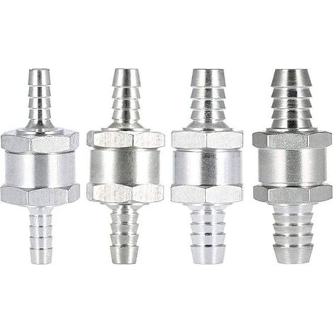Clapet anti-retour(4 pièces) de retour de carburant en aluminium à sens unique (6 8 10 12mm) pour Essence Diesel Huile Car Chrome Eau Auto Carburateur Systèmes Basse Pression Tuyau (1/4)