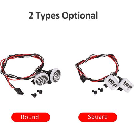 Kit d'éclairage LED pour voiture RC, 2 pièces, avec abat-jour, lumières blanches, décoration 5.5-11V, accessoires LED communs (1/5)
