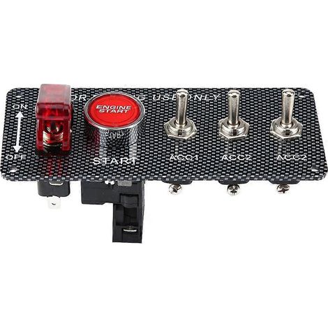 Panneau de commande d'allumage pour moteur de voiture de course 12 V, bouton de démarrage, interrupteur à bascule, fibre de carbone