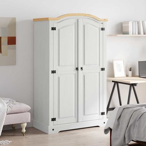 vidaXL Armario madera de pino Mexicano estilo Corona blanco 2 puertas (1/2)