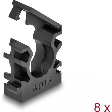 Delock Soporte para funda de cable con clip de bloqueo 13 mm 8 piezas negro