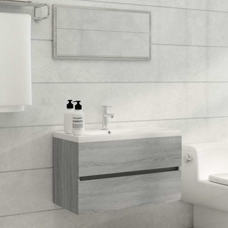 vidaXL 2 Piece Bathroom Furniture Set Grey Sonoma Engineered Wood (1/5)