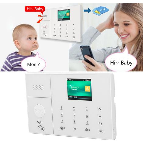 Contrôleur domotique TUYA avec système d'alarme antivol double réseau GSM/Wi-Fi, détecteur de mouvement PIR, télécommande et détecteur de porte/fenêtre. (1/5)