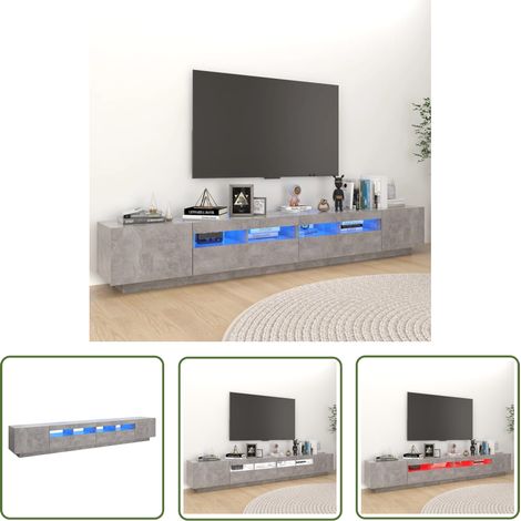 The Living Store TV-Schrank mit LED-Leuchten Betongrau 260x35x40 cm - TV Schrank - Beton Grau - TV Möbel - Wohnzimmer Deko - Regal (1/5)