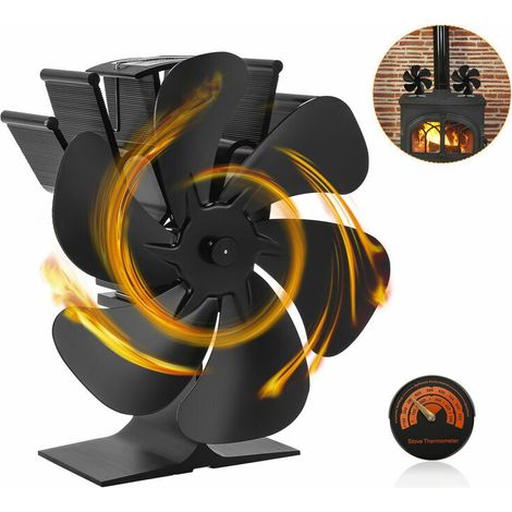 Green Mobility-Ventilateur De Poêle À Bois Double Tête 6 Pales, Mini Ventilateur De Cheminée, Ventilateur De Four Pour Chauffage À Bois (1/5)