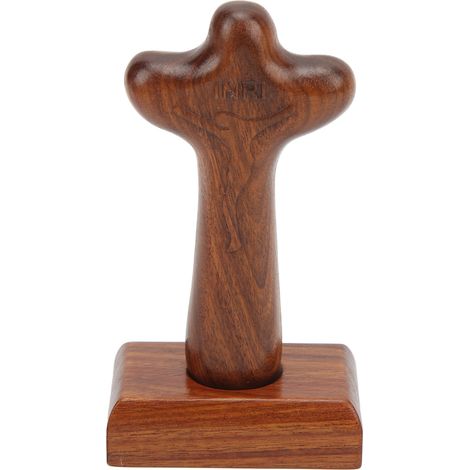Décoration de Table en Bois Rustique Croix Sculptée Main en Palissandre Australien Finition Polie Résistant Durable (1/5)