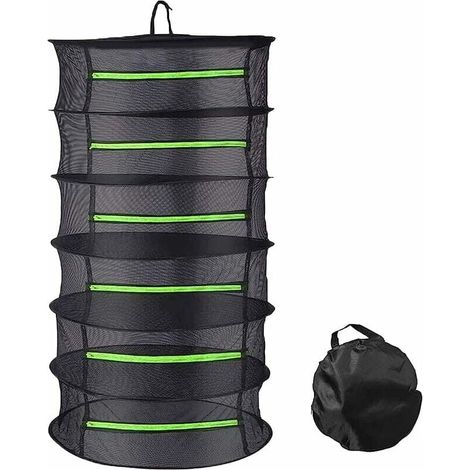 6-Tier Collapsible Mesh Hanging Herb Drying Rack for Plants, Fish, Flowers, and Vegetables with Zipper and Storage Bag (60 x 114 cm) MUMU (1/4)