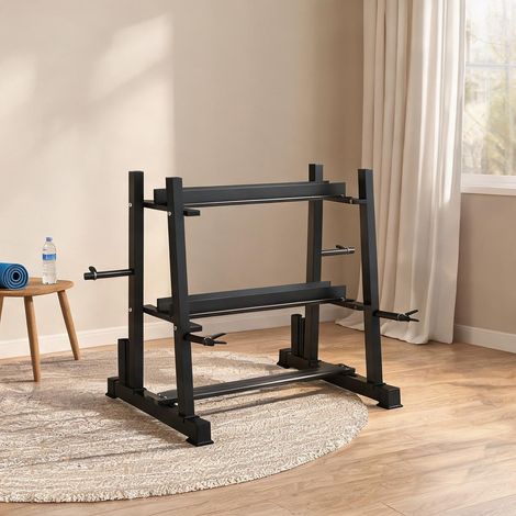 Râtelier à haltères 3 niveaux en acier noir jusqu'à 200 kg (1/5)