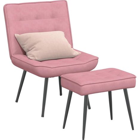 vidaXL Relaxing Chair with Stool Pink Velvet (1/5)