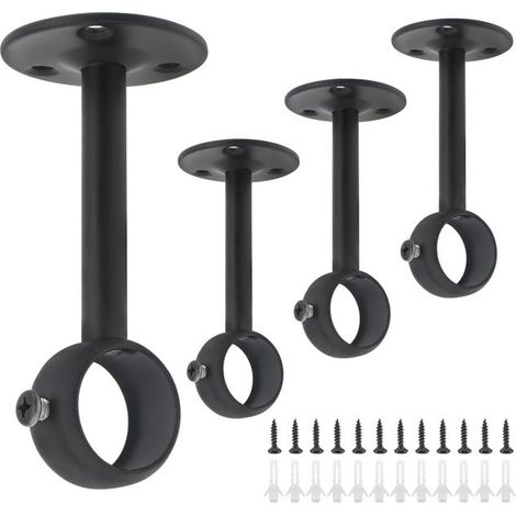 Staffa per asta per tende da soffitto in acciaio inossidabile resistente, composta da 4 pezzi, per aste per tende da 25 mm (4, 25 mm) (1/5)