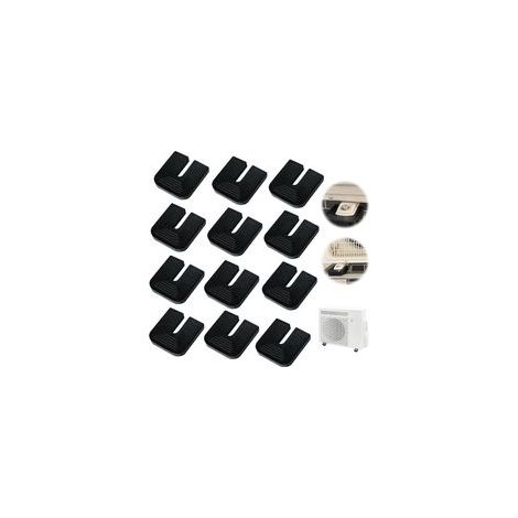 Lot de 12 Supports Anti-Vibrations en Caoutchouc pour Climatiseur Split, Coussins Amortisseurs en U pour Condenseur Extérieur (1/4)