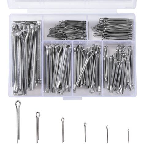 Kit surtido de 230 pasadores fijos de acero inoxidable, pasadores de horquilla M1, M2, M2.5, M3, M4 y M5 con caja de almacenamiento.